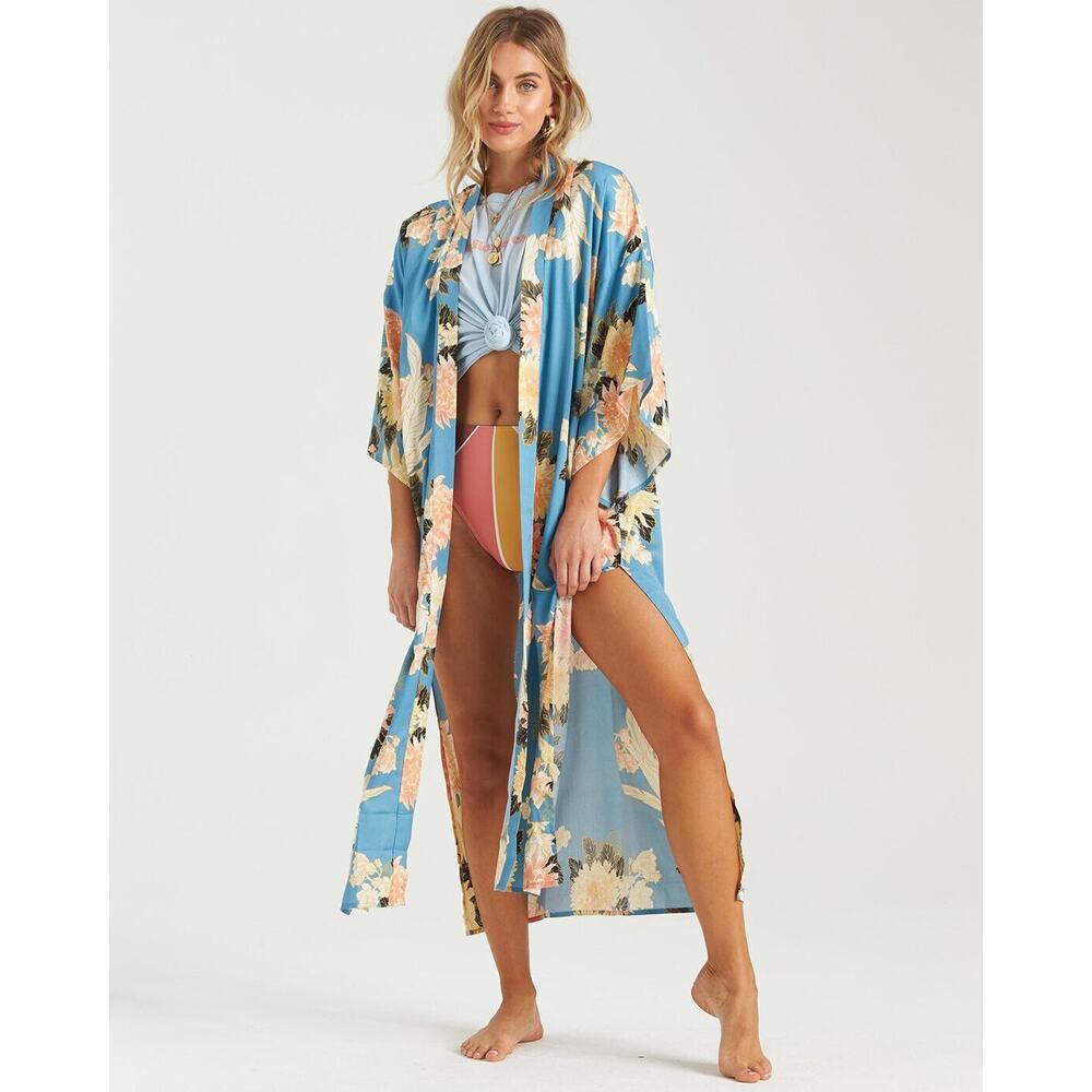 Billabong Women's Eastern Riser Tropical Floral Kimono Beach Swim Cover Up Robe